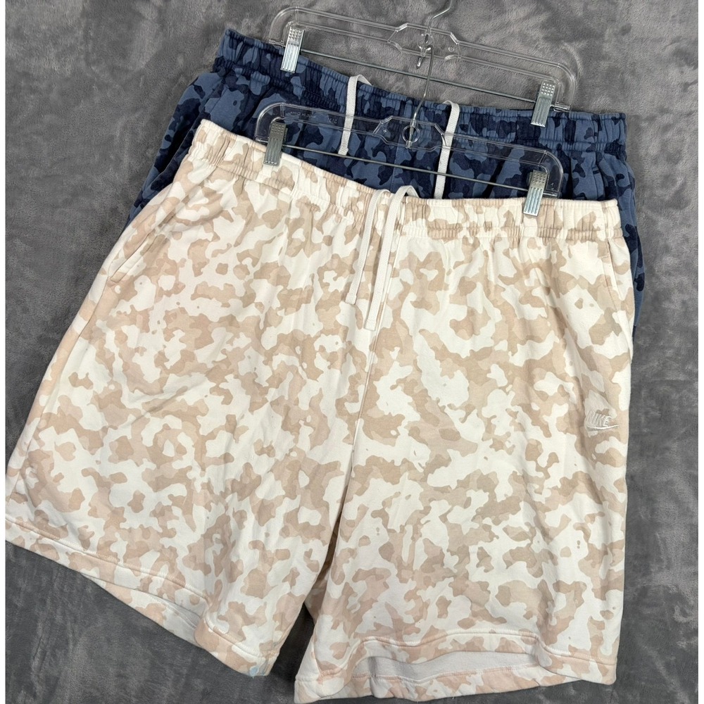 Nike Camo Fleece Shorts Mens 4XL Tall Lot of 2 Blue Ocean Fog Beige